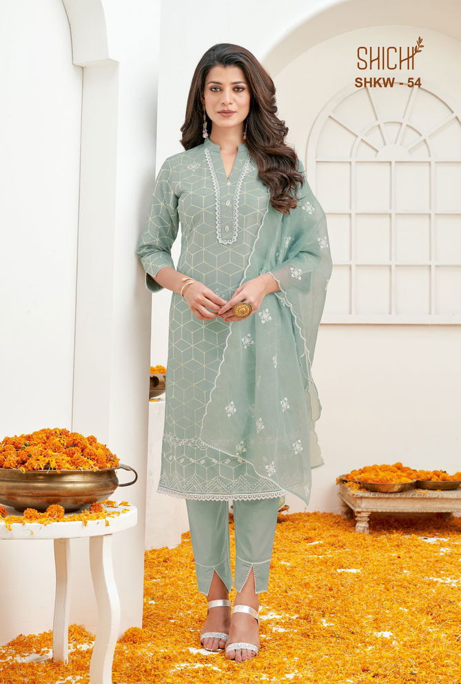 Shichi Khwab Collection Exclusive Festive Wear Cotton Kurti With Pant And Dupatta Collection